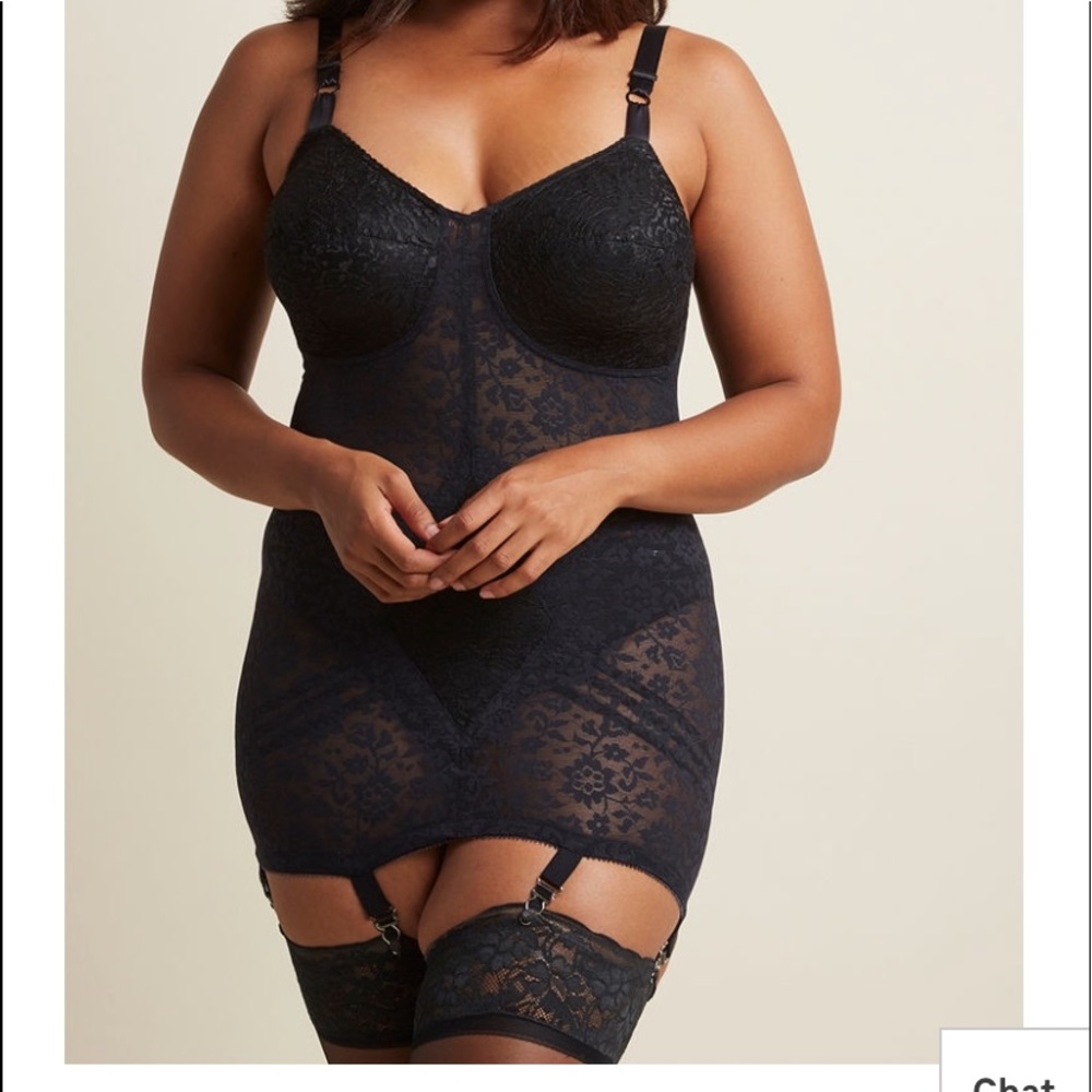 Rago lacey slip corselet with garter clips